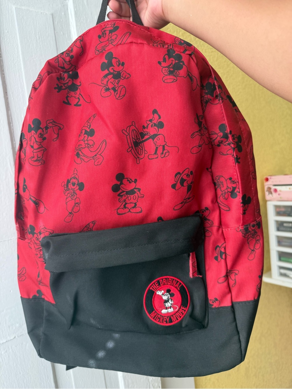 Disney Red and Black Mickey Mouse Pattern Backpack